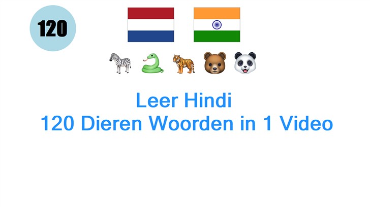 Leer Hindi: 120 Dieren Woorden in 1 Video